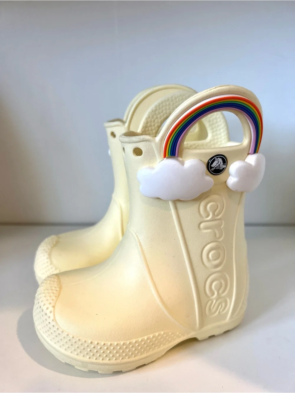 Crocs Toddler Kids Rain Boot Clogs in Pale Yellow Size 6